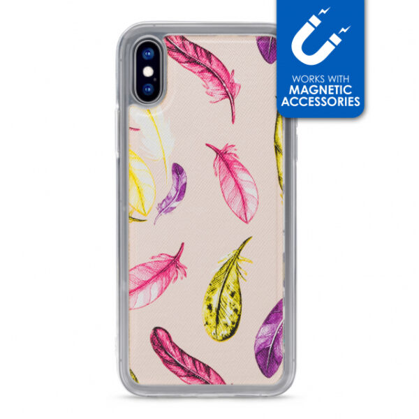 My Style Magneta Case for Apple iPhone X/Xs Beige Feathers