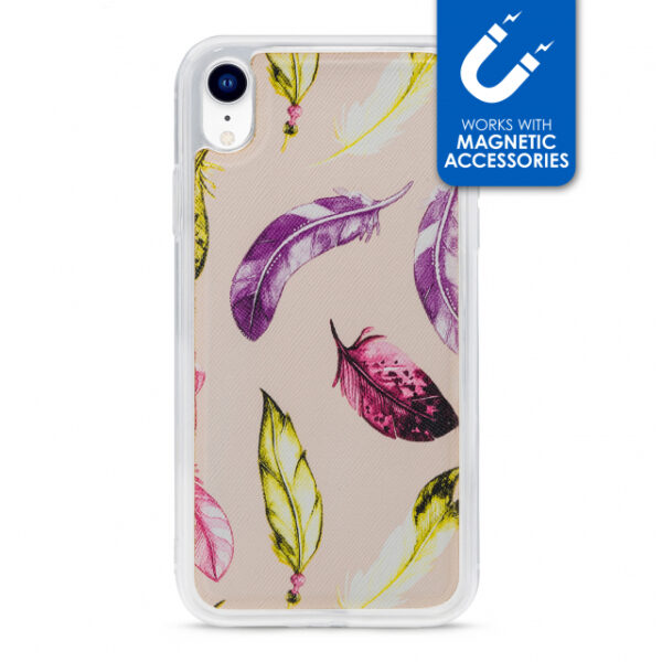 My Style Magneta Case for Apple iPhone XR Beige Feathers