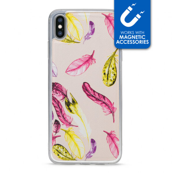 My Style Magneta Case for Apple iPhone Xs Max Beige Feathers