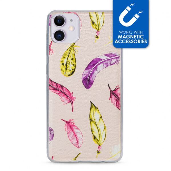 My Style Magneta Case for Apple iPhone 11 Beige Feathers