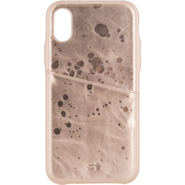 Senza Glam Leather Cover with Card Slot Apple iPhone X/Xs Metallic Rosé