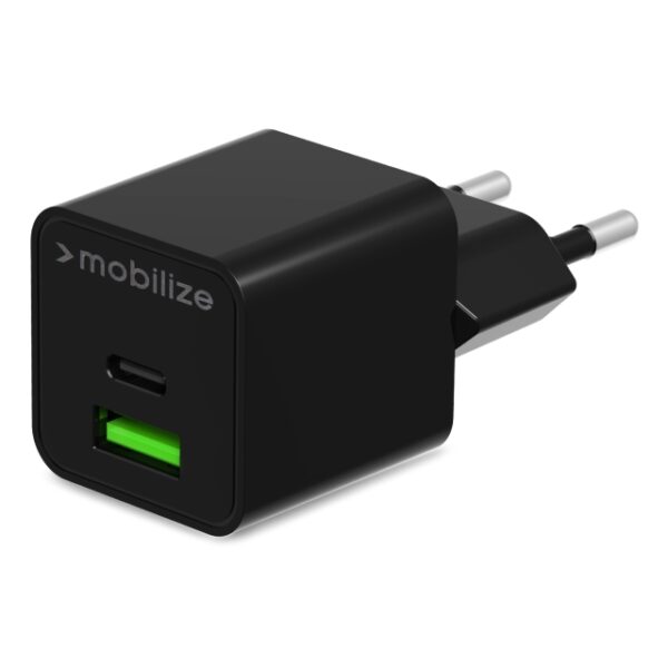 Mobilize Wall Charger USB-C + USB GaN 30W with PD/PPS Black