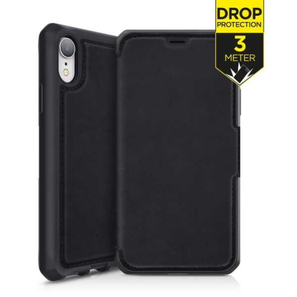 ITSKINS Level 2 HybridFolio Leather for Apple iPhone XR Pure Black