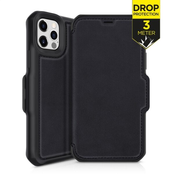 ITSKINS Level 2 HybridFolio Leather for Apple iPhone 12 Pro Max Pure Black