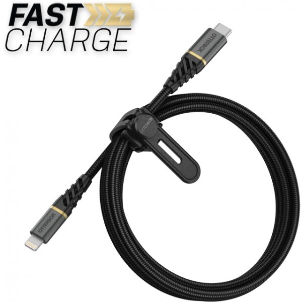 OtterBox Nylon Braided Charge/Sync Cable USB-C to Apple Lightning 1m Black